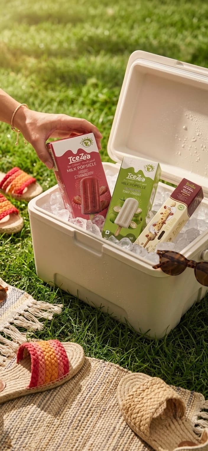 IceZea cooler packed with premium kulfi and popsicles for outdoor sharing